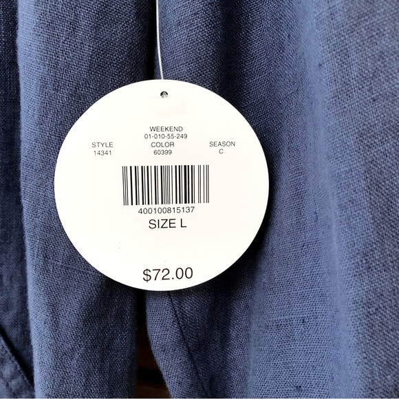 VALERIE STEVENS casual washable blue linen zip front hooded jacket, size L - Picture 7 of 9